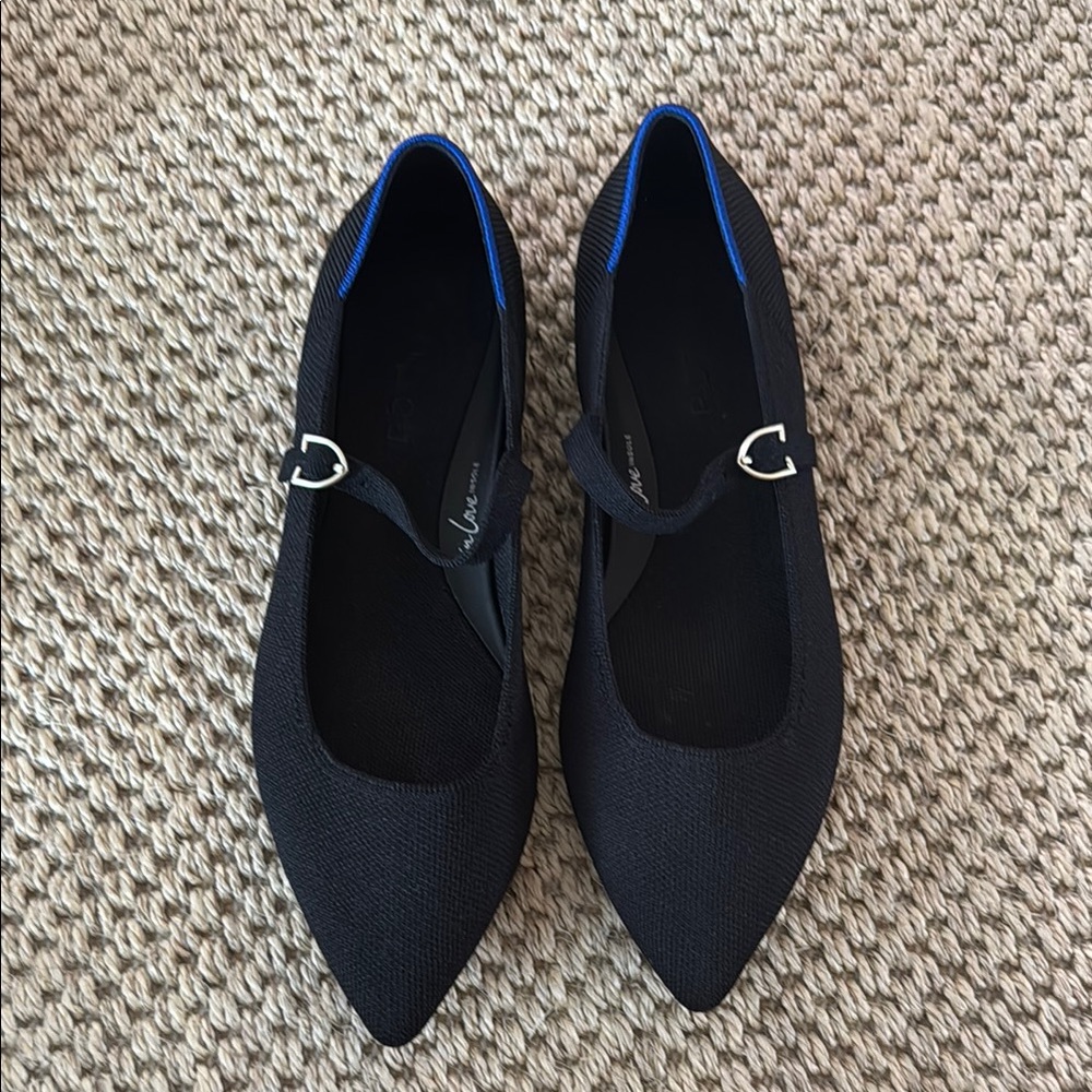 Rothy's Black Mary Jane Pointed Toe Flats